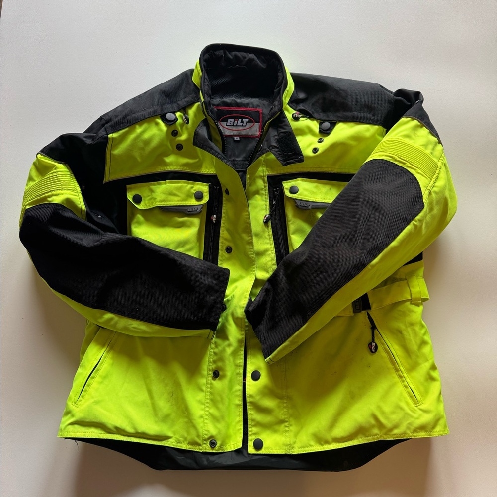 BILT Men's Neon Yellow and Black Performance jacket heavy duty size 2XL